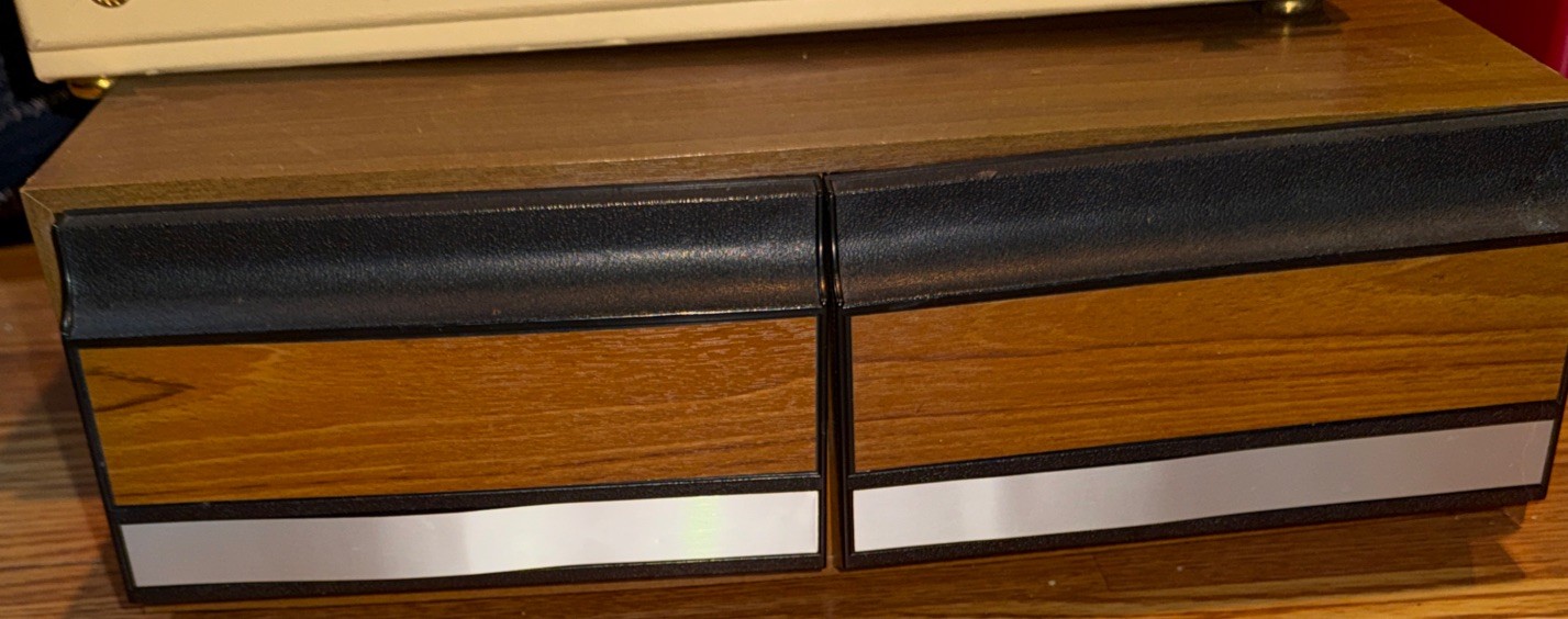 Cassette Tape Holder Storage Case 2 Drawer 24 Tapes Wood Grain Vintage Clean