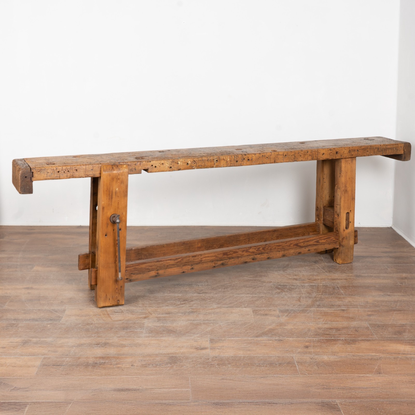 19th Century Rustic Carpenter's Workbench Console Table from France