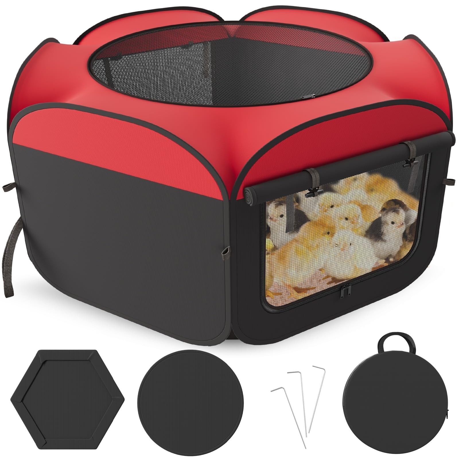 Chicken Brooder with Cover - Dual Door Collapsible Large Brooder Box for Chic...