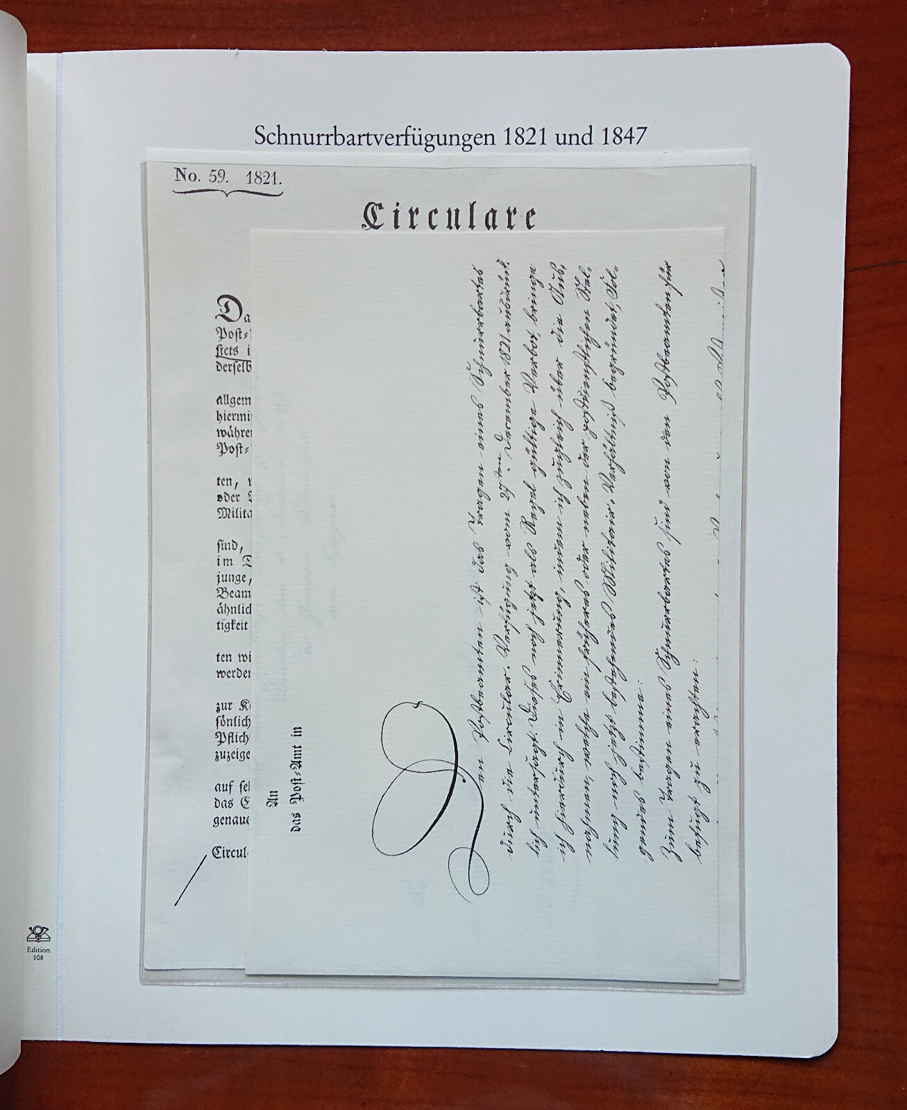 Form sheet mustache order 1821 and 1847 Prussian general postmaster