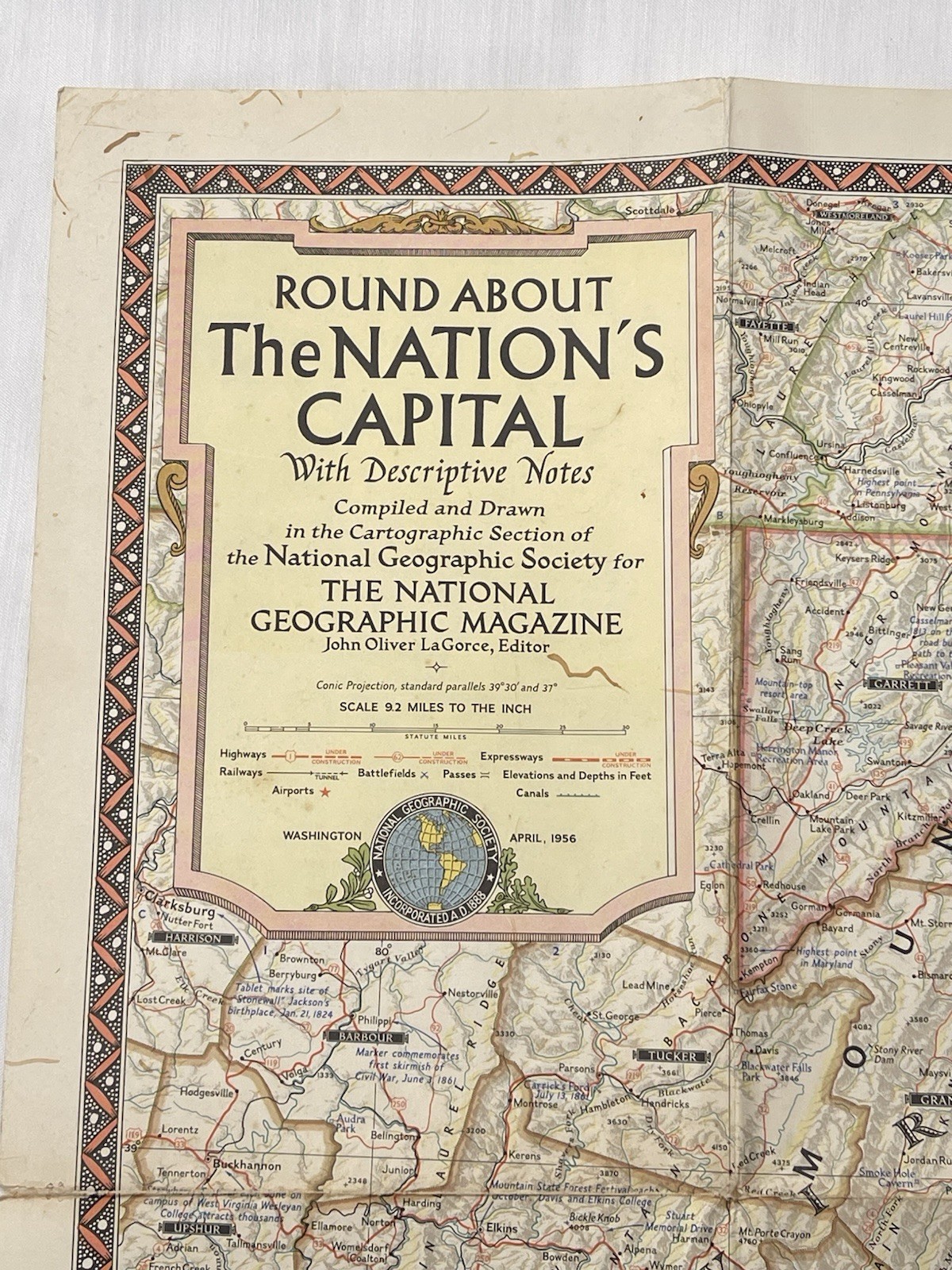 Vintage National Geographic Round About the Nation’s Capital Map April 1956