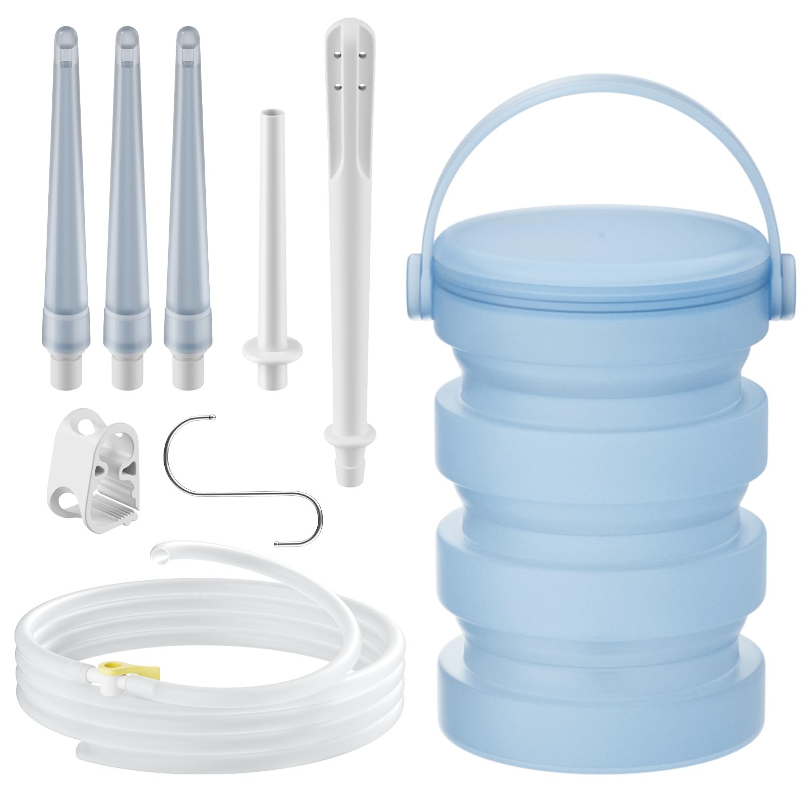 JZCXword Collapsible Silicone Enema Bucket Kit – 1.2L Bucket– White 