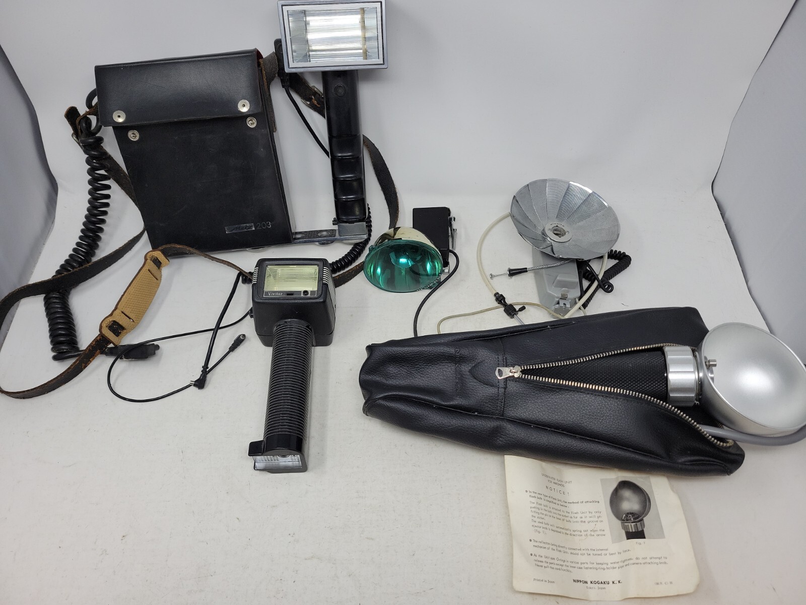 Vintage Lot of Camera Equipment Metz Vivitar Polaroid Nippon Nikonos Japan