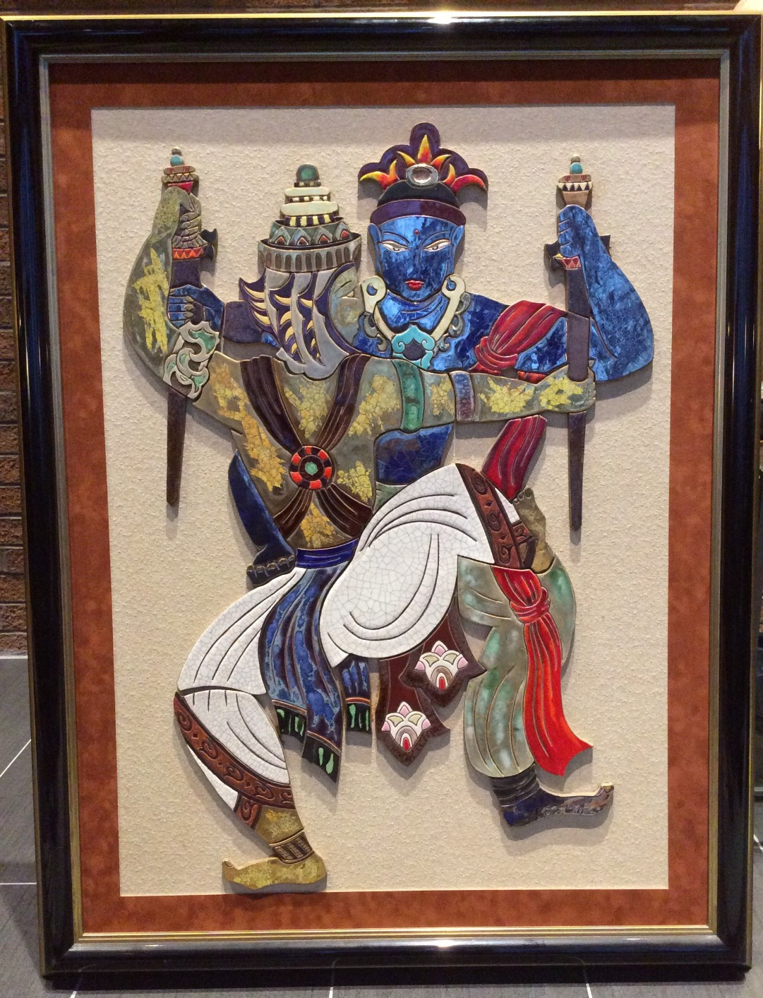 OOAK Irina Lurin Ceramic Tile Mosaic MCM 1950s Warriors Asian Russian Chinese XL