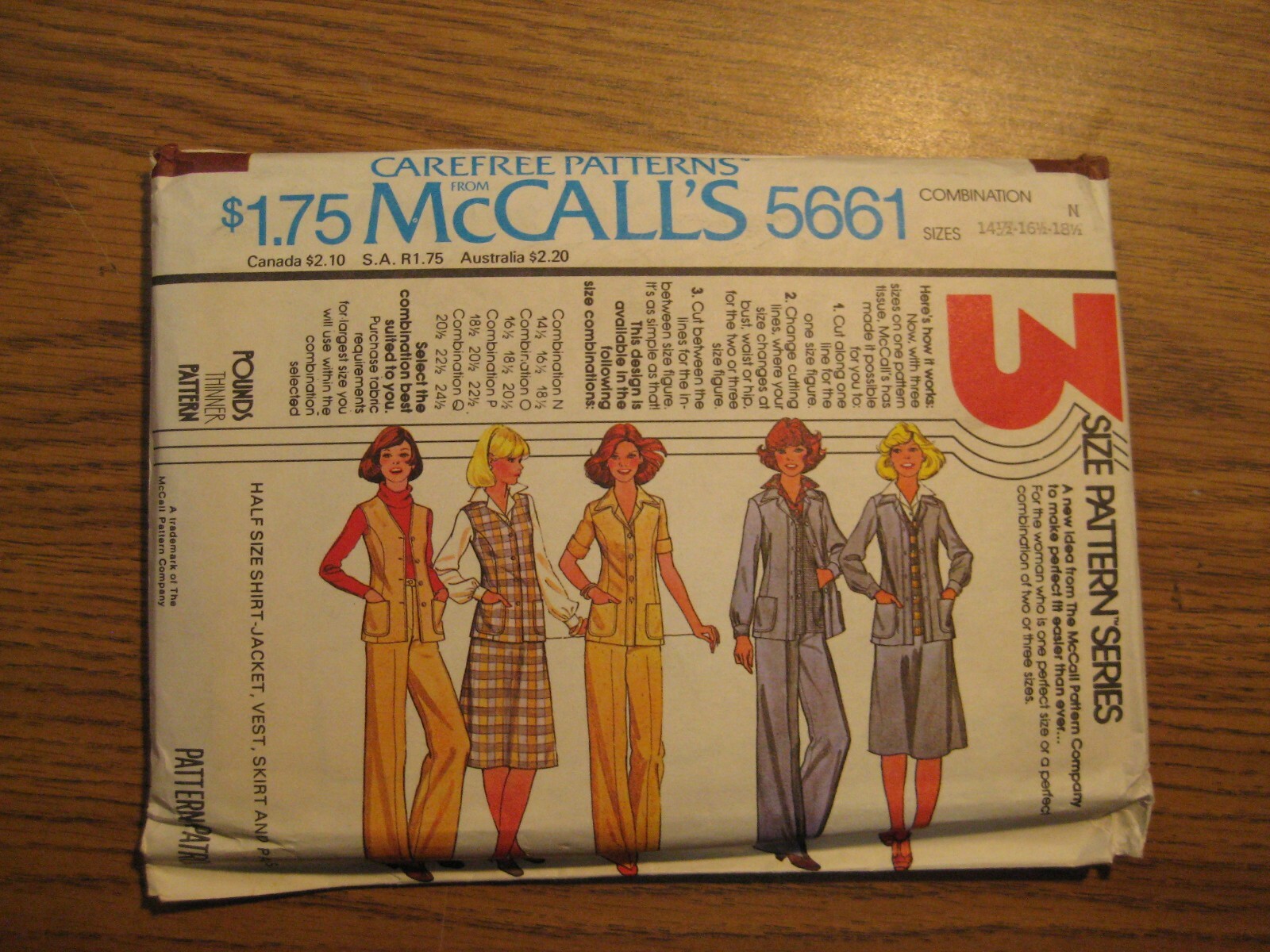 5661 Shirt Jacket Skirt Pants McCall's Sewing Pattern Unisex Sz 14.5 16.5 18.5