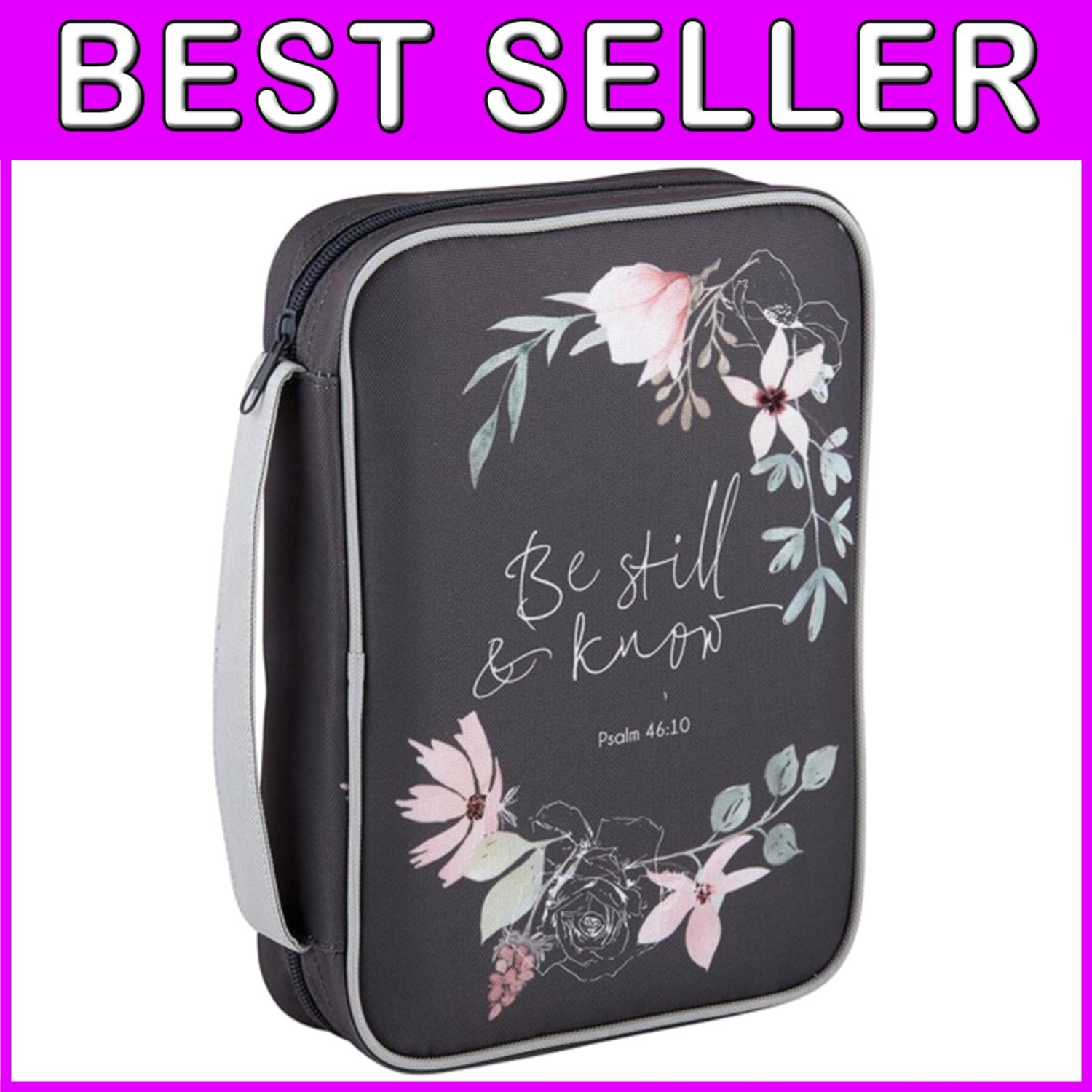 Faithworks Be Still Bible Cover - Floral Pattern, 7" x 10"