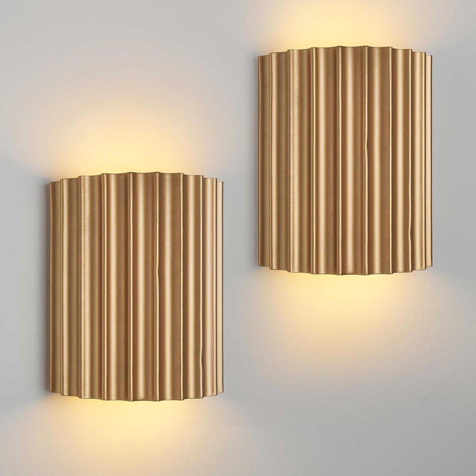 Gold Resin Modern LED Wall Sconces Wall Lighting Set of 2 Indoor Hardwired Wall