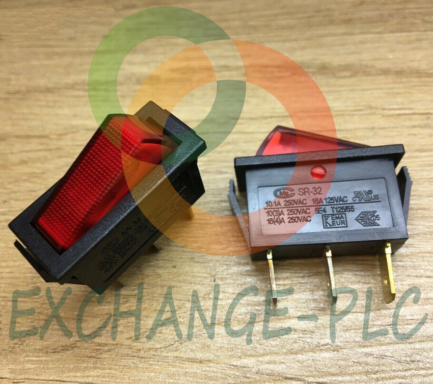 1X 3 Pin 16A 250VAC Red Lamp T125 IP55 Merchant CMm SR-32 Power Rocker Switch #e