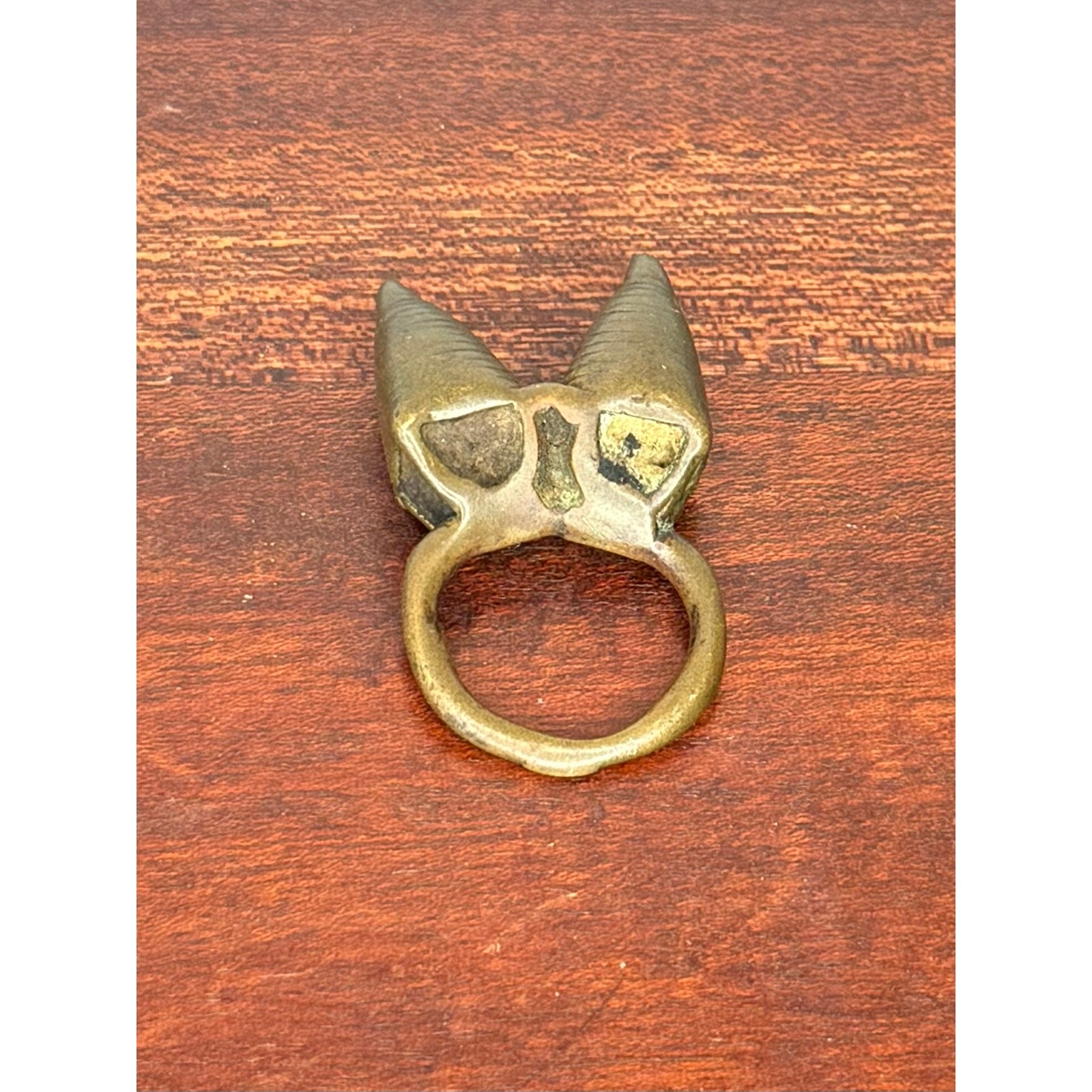 West African Cast Bronze Double Cone Ring 1900s Trade Form