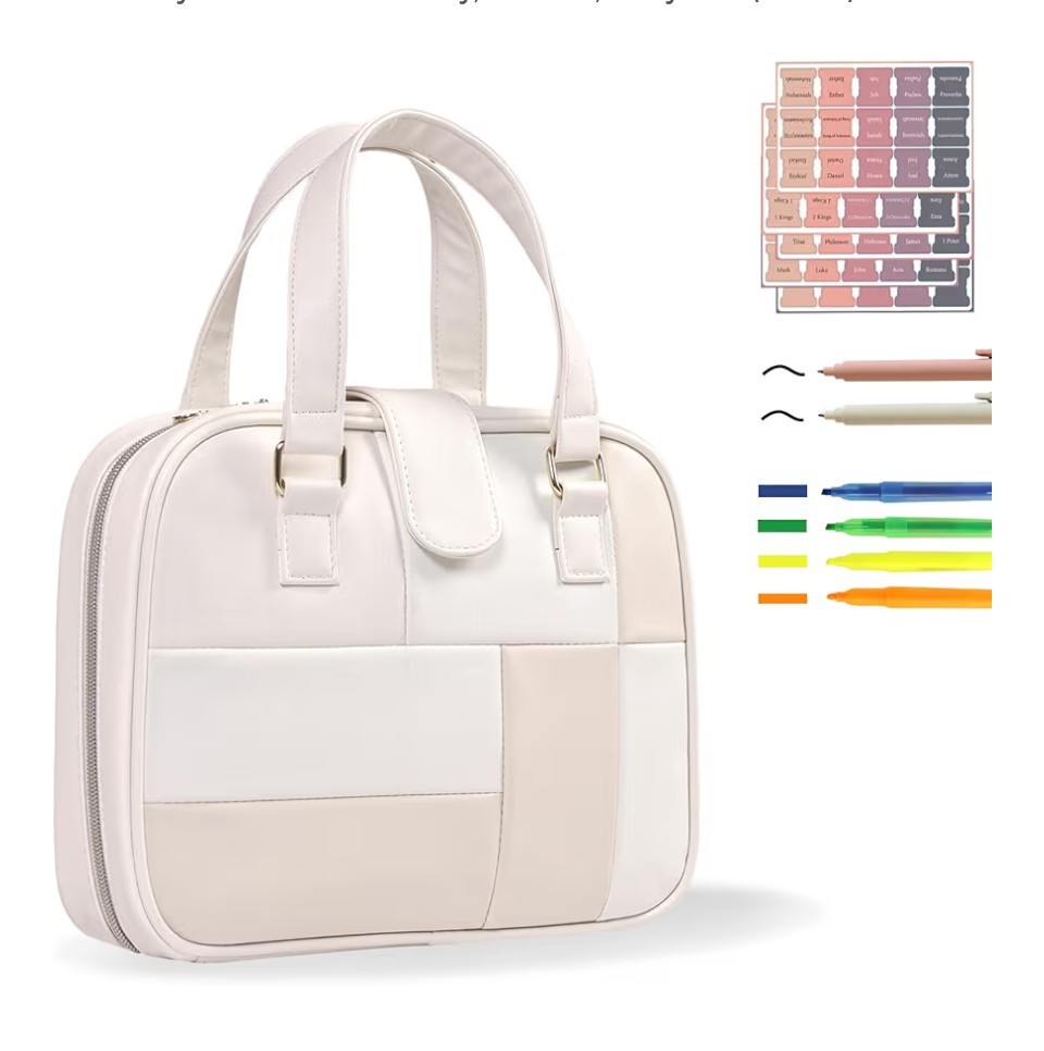 Bible Cover for Women, Patchwork Bible Case, Large Capacity Church Bag with...