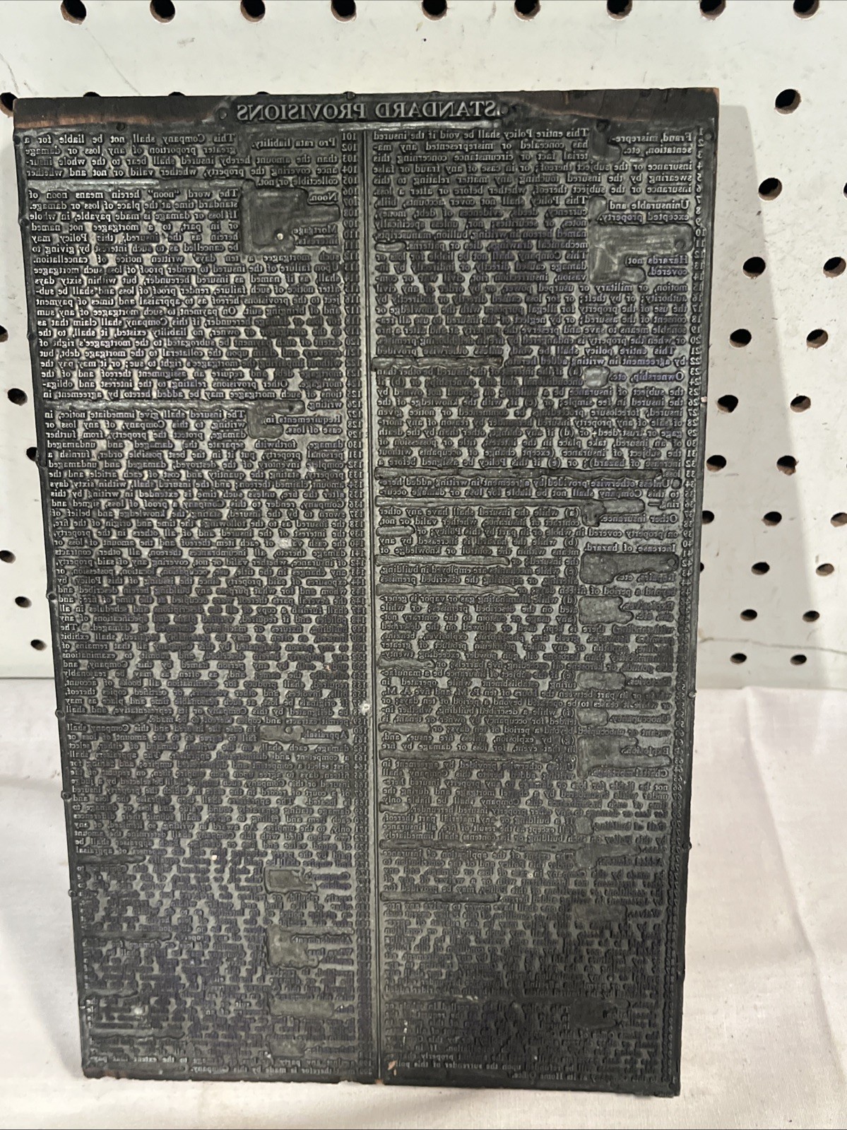 Vintage Letterpress Printer Block Standard Provisions