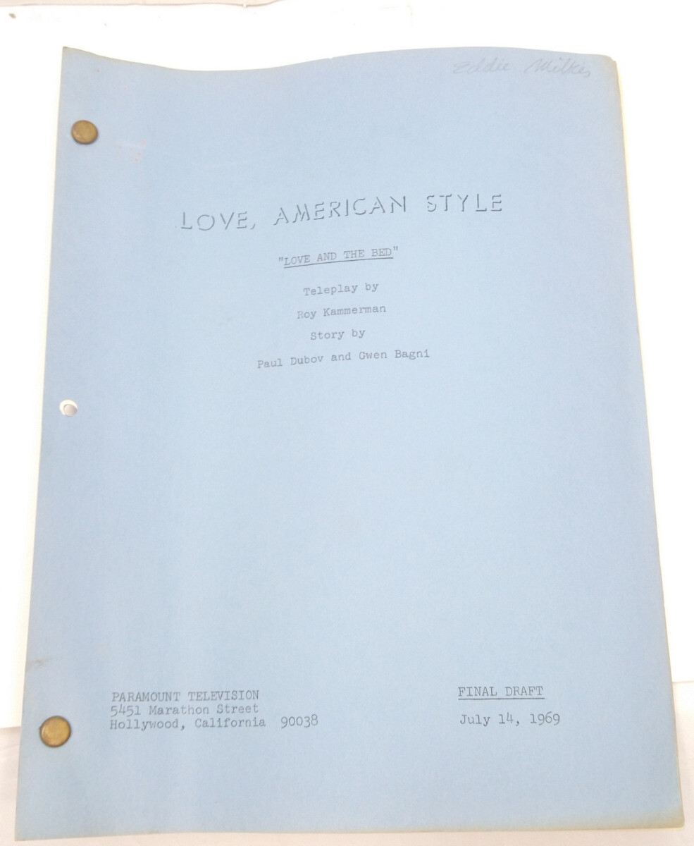 Love American Style Original Script July 14 1969 Love & The Bed S1 E13 Ed Milkis