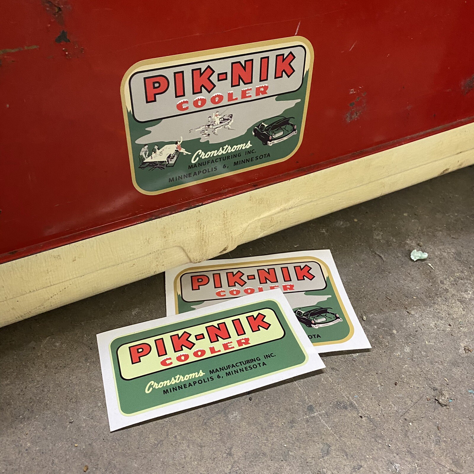 Pik Nik Vintage Reproduction Decals Ice Chest Water Jug Cooler