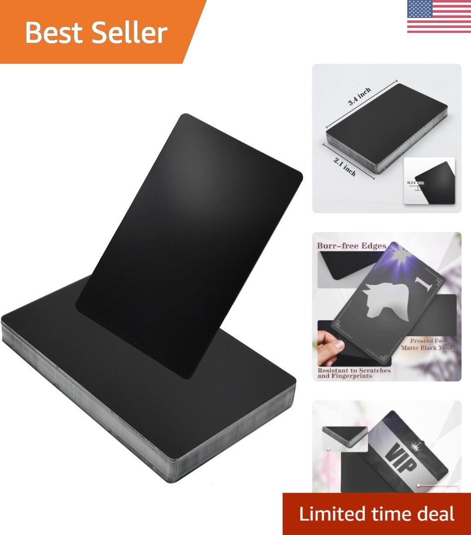 Professional Matte Black Aluminum Business Card Blanks Set of 50 - Customizable