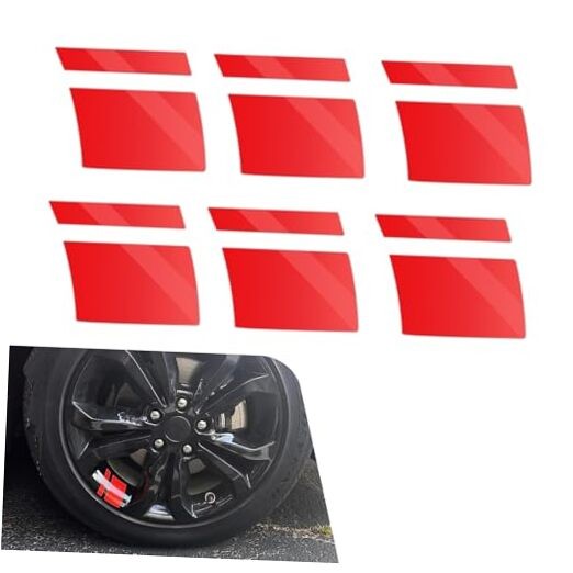 Wheel Rim Decal Stripes, Reflective Wheel Rim Stickers, 18-21 Inch 6 PCS Red