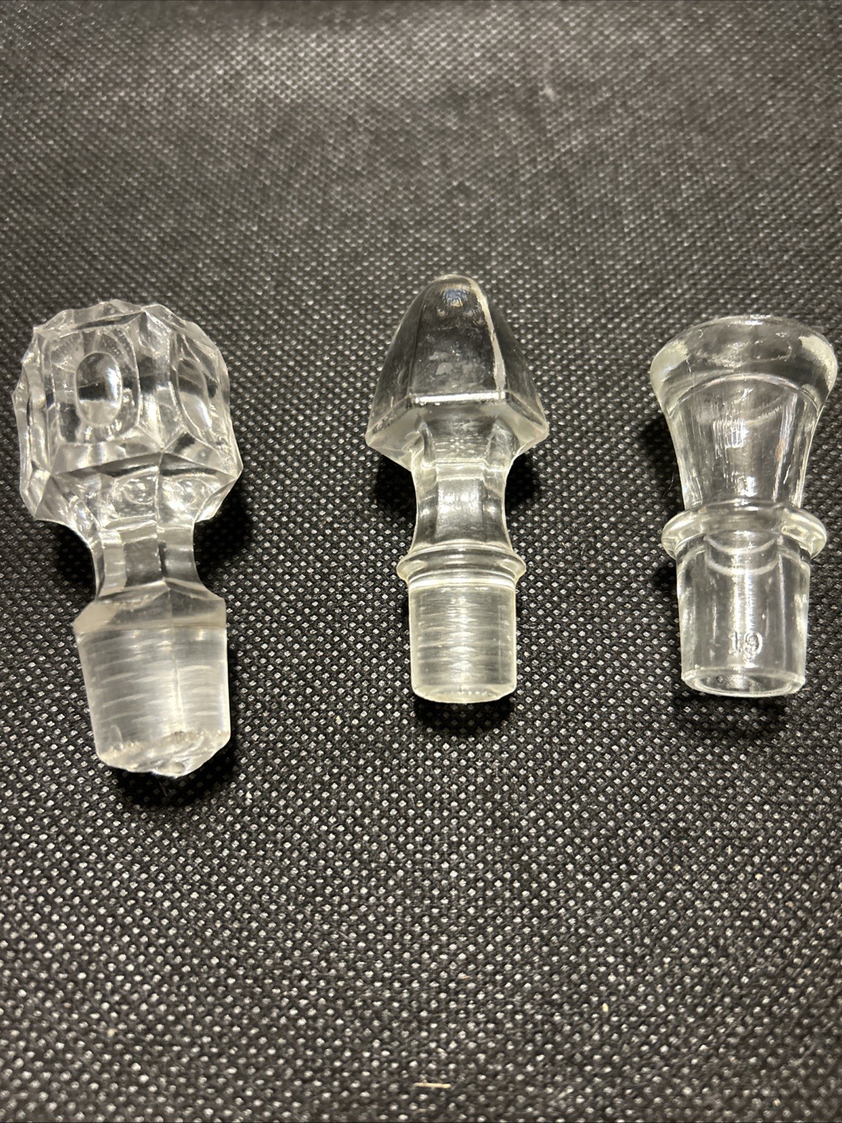 Vintage Cruet Bottle Stoppers Lot Of 3 Clear Glass