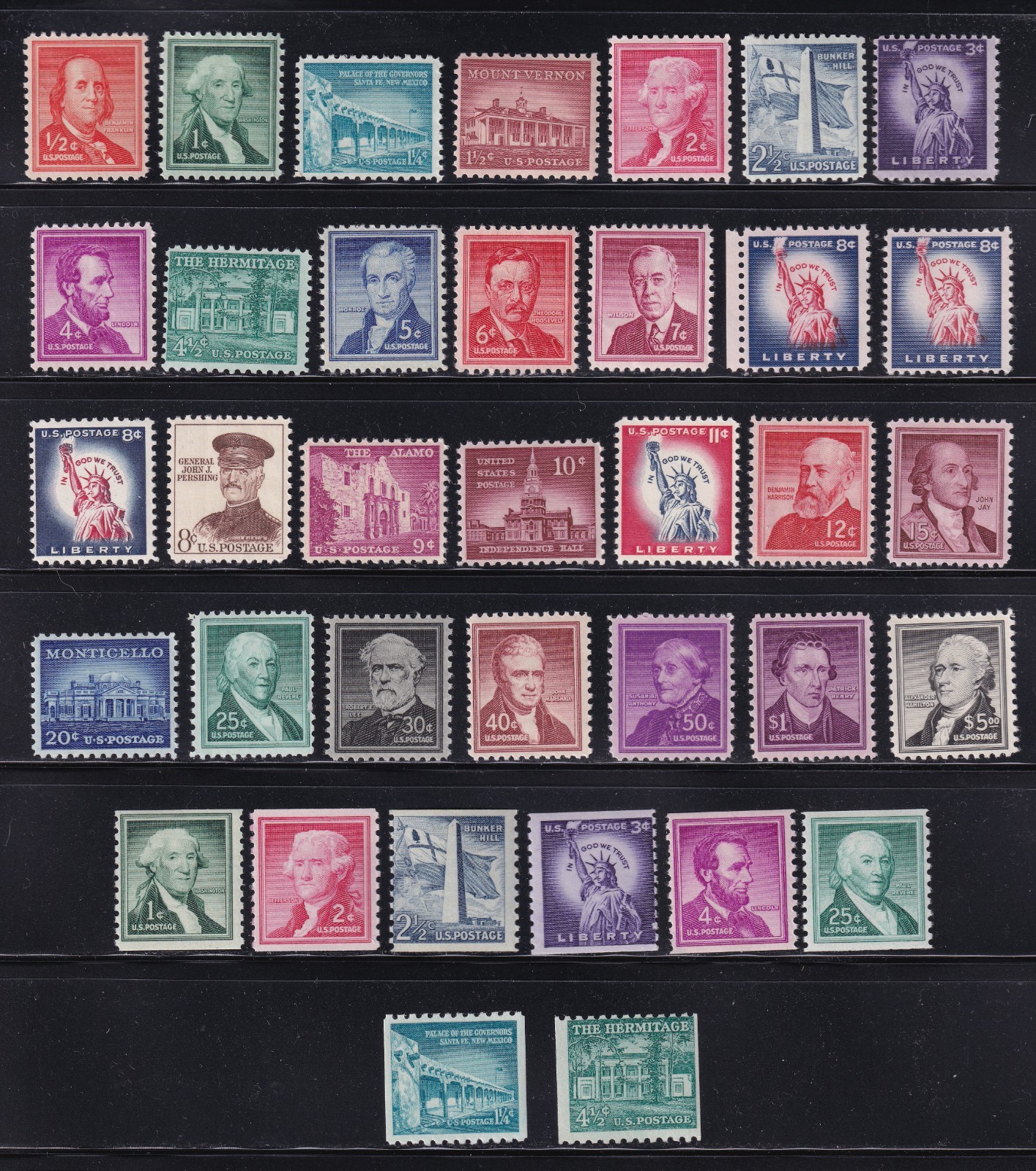 MATT'S STAMPS US SCOTT #11030-1059A LIBERTY SERIES OF 1954-80, FULL SET, MNH/MH