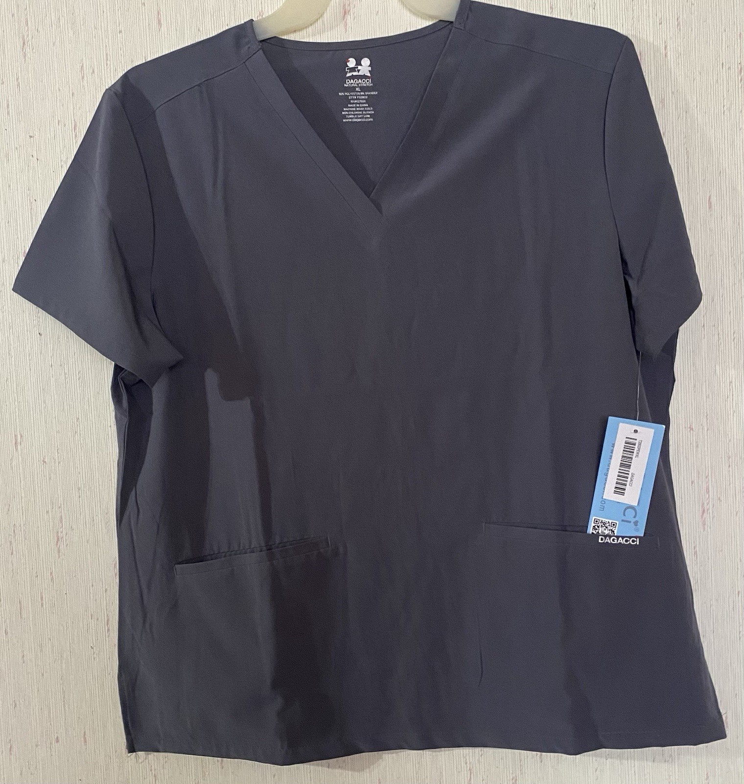 Medical Uniform Women and Man Scrub Medical Scrubs Top SIZE XL, Color Gray