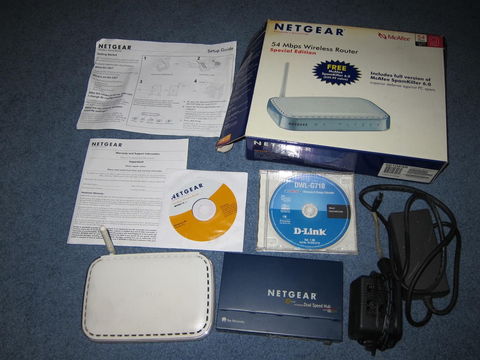 NETGEAR Dual Speed Hub DS 104 & Wireless Router WGR 614 v6 ...