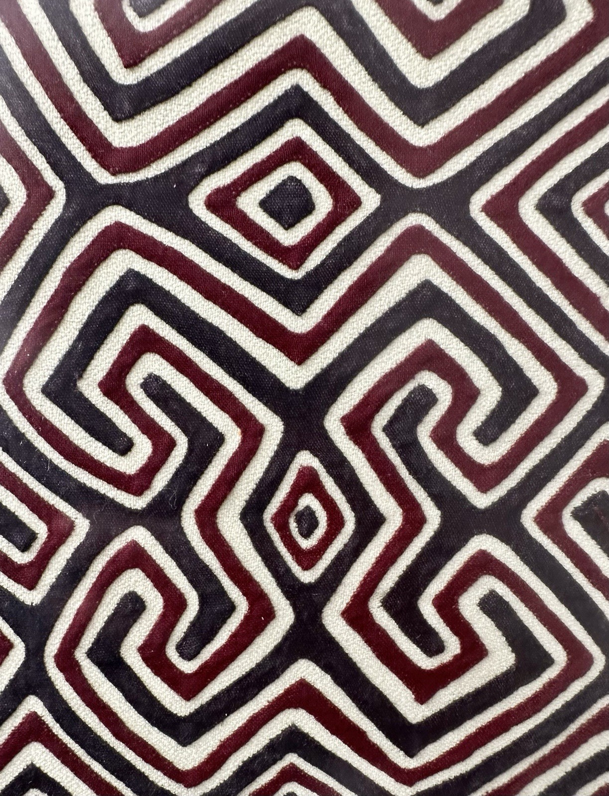 Vintage Geometric Mola Textile Panel Traditional Indigenous Kuna Folk Art Framed