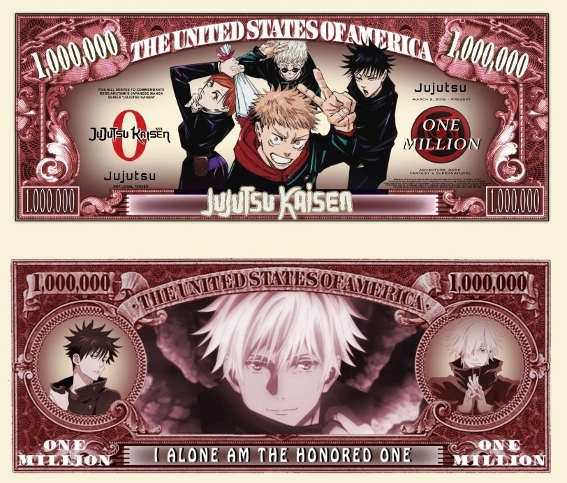 10 Pack Jujutsu Kaisen Manga Anime 1 Million Dollars Collectible Novelty Money