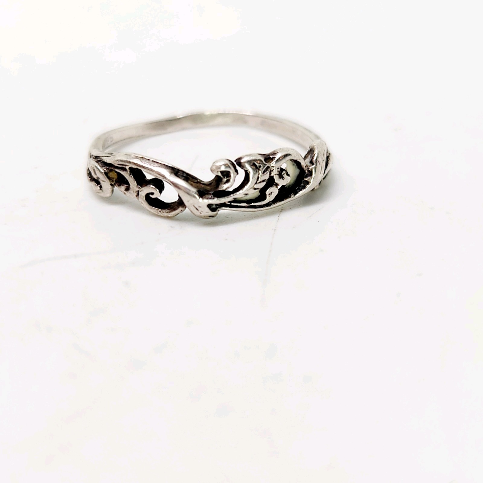 Vtg Eternal Flame Ornate Floral Filigree Promise Ring Sterling Silver Sz 6.75