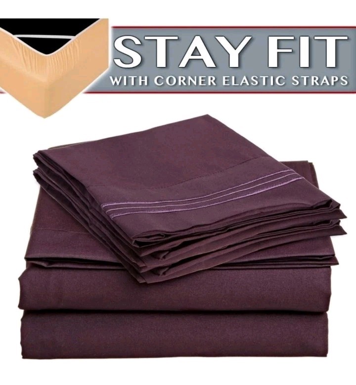 Clara Clark 1800 Series Bed Sheet Sets - Stay fit on Mattress with Elastic...