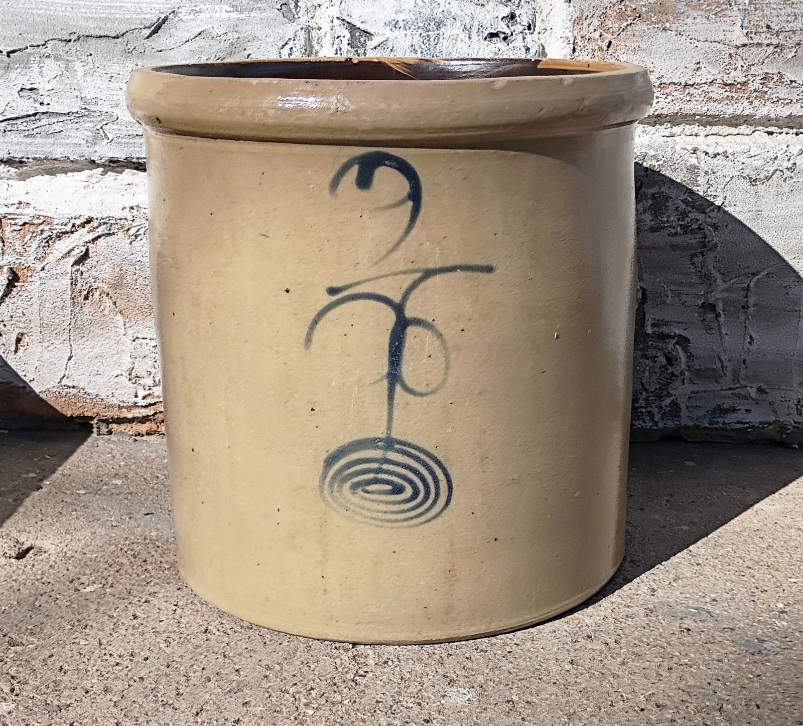 XLNT Antique 2 Gallon Red Wing Stoneware Salt Glaze Cobalt Double P Target Crock