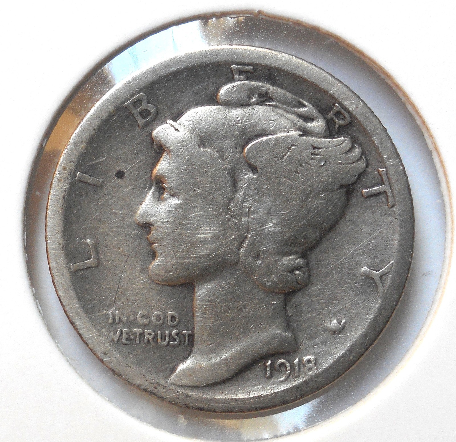 1918 . . Mercury Dime . .  G . .  Old Silver . . Good