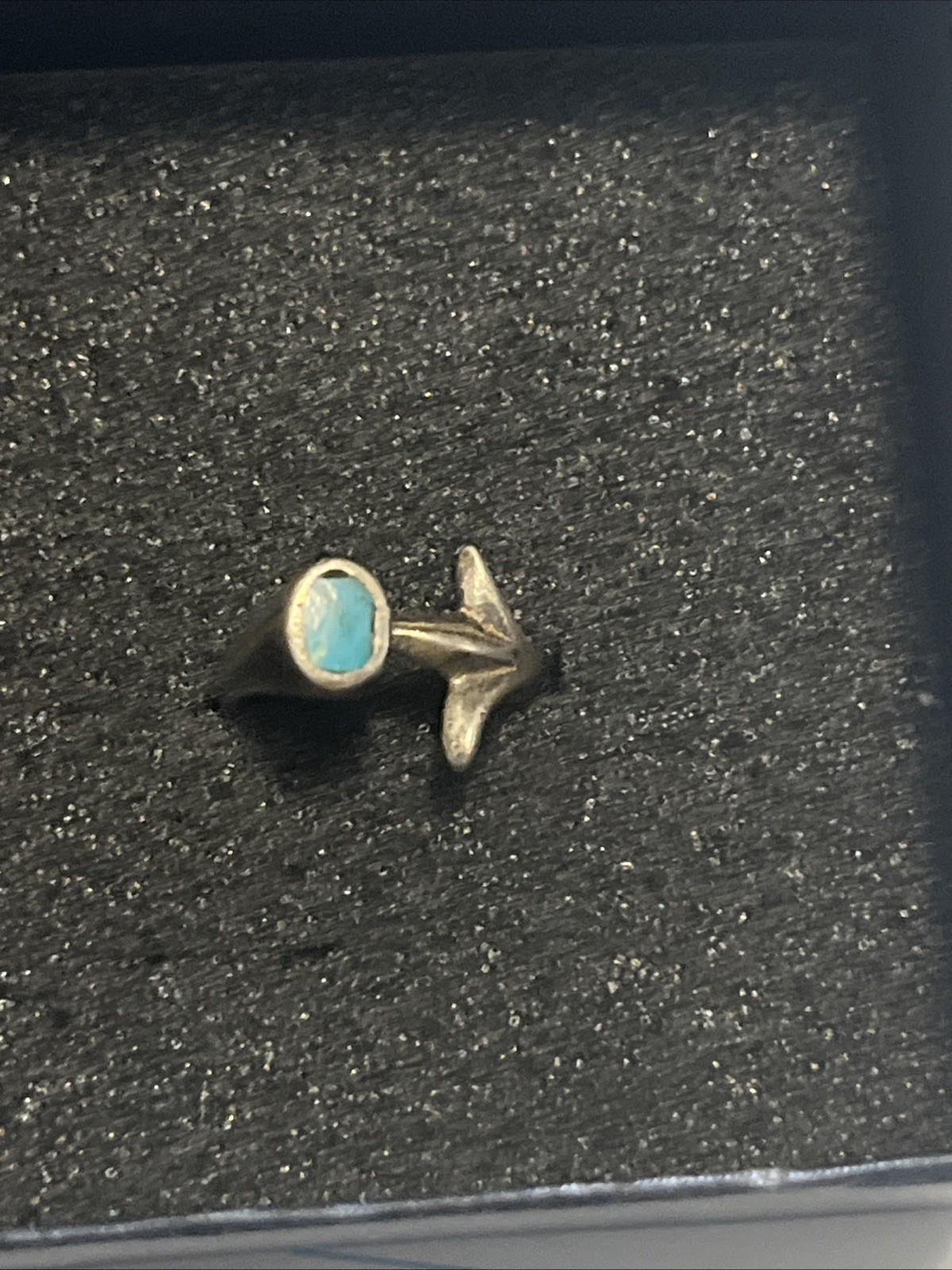 Vintage Native American Ss Turquoise Flour De Lis Wrap Ring Size 5