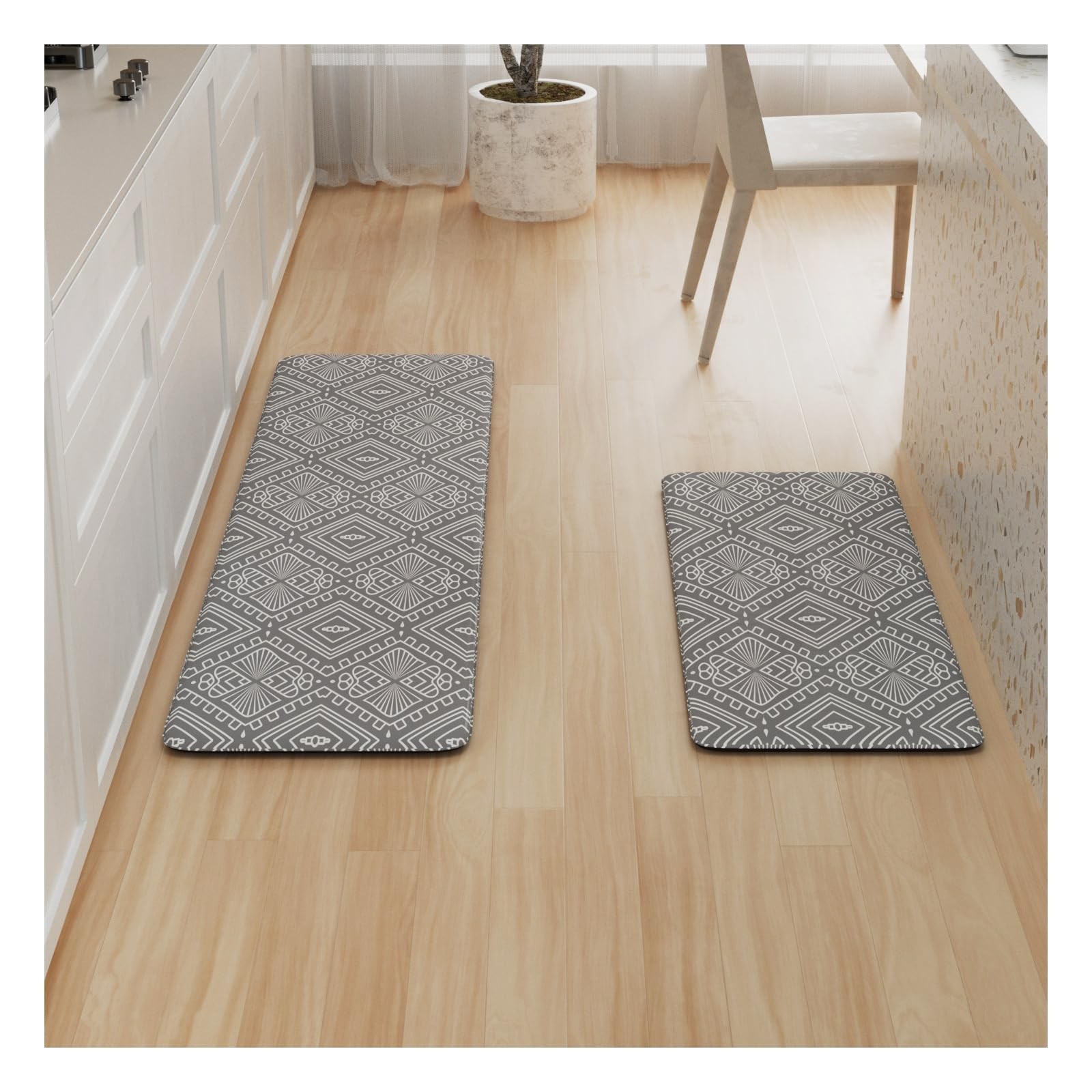 GiggleGlow Non-Slip Kitchen Mat Set of 2, 0.4" Thick Cushioned Anti-Fatigue, ...