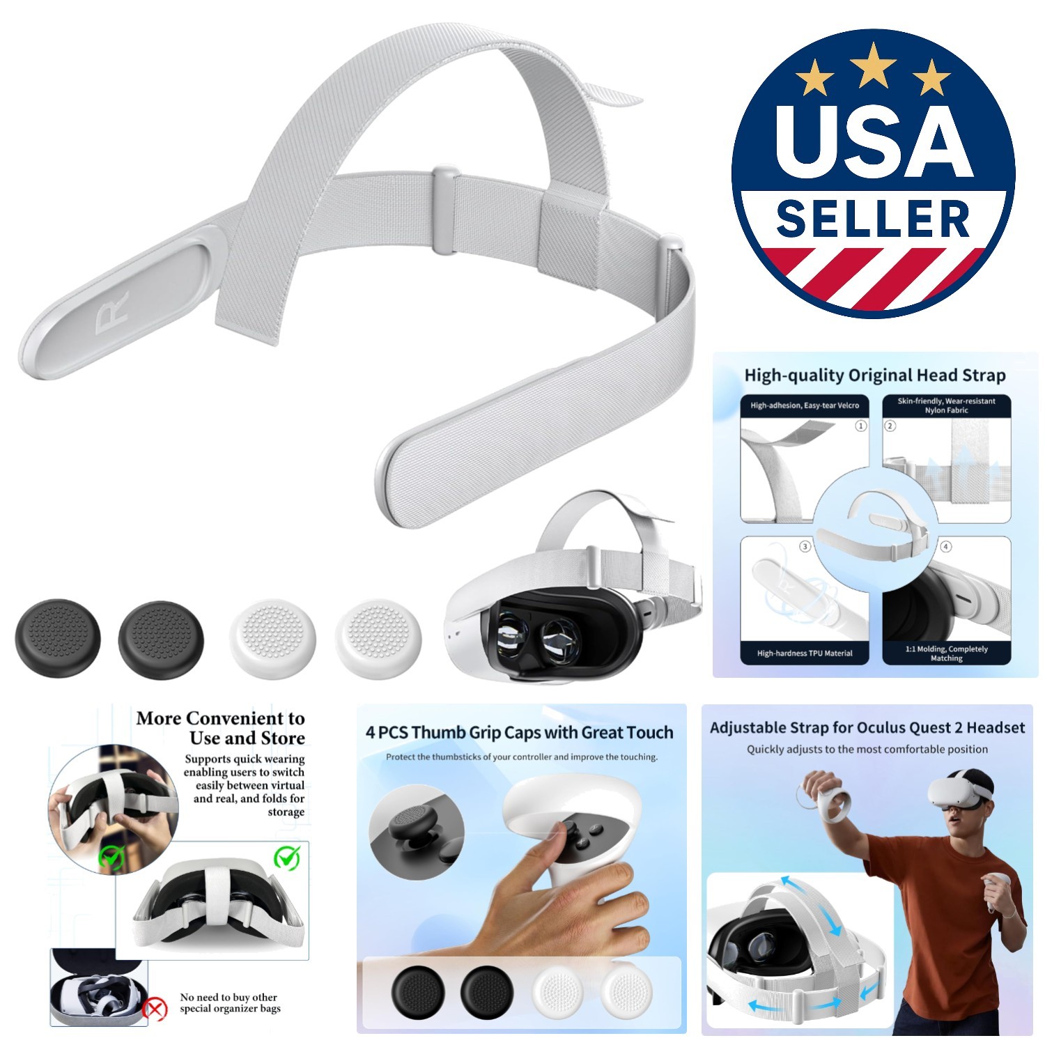 Durable Washable Replacement Head Strap for Quest 2 VR - Enhanced Gaming Comfort