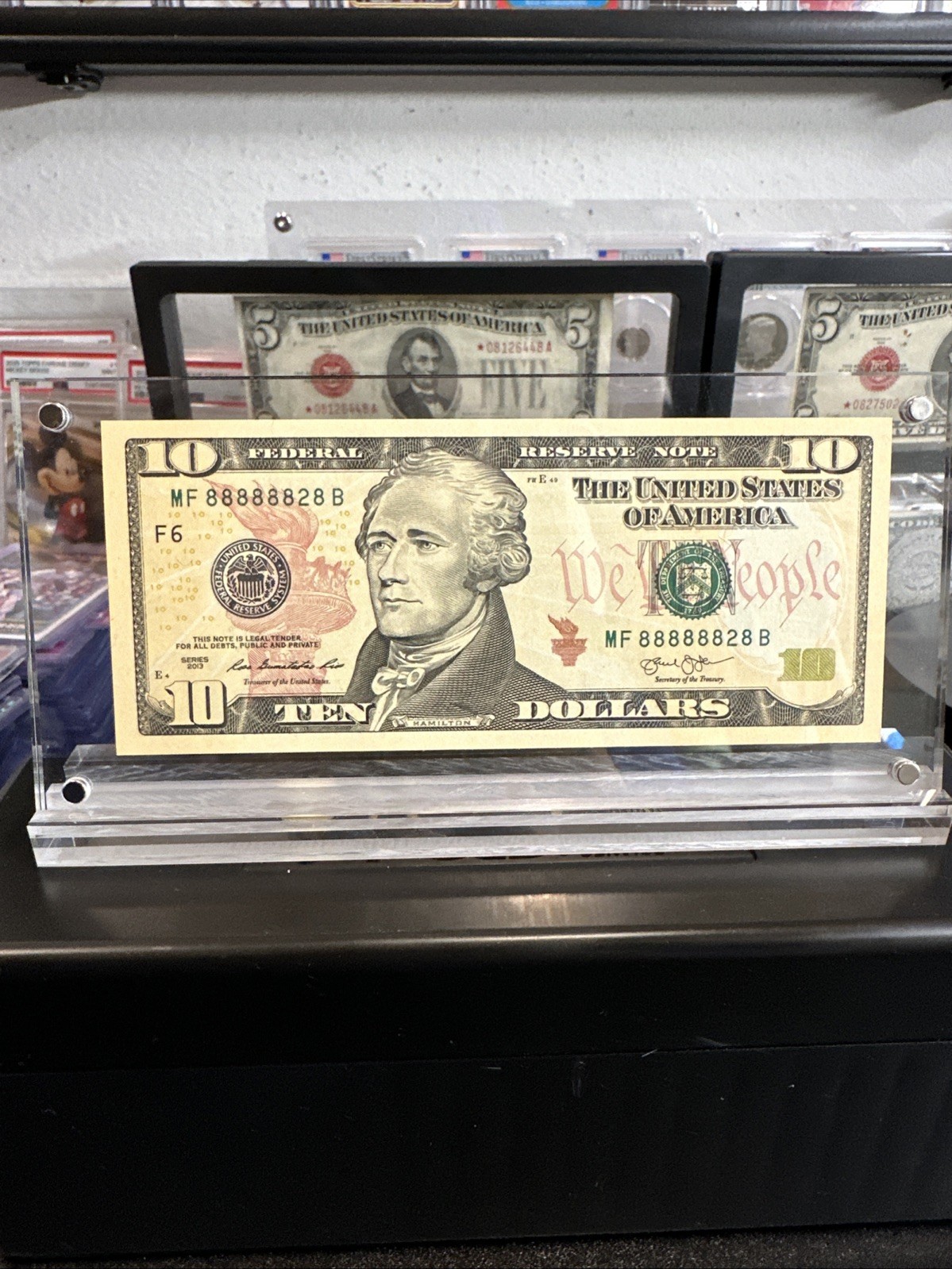 2013-$10 Dollars bill Near Solid/MF 88888828B CRISP UNCIRCULATED (FREE SHIPPING)