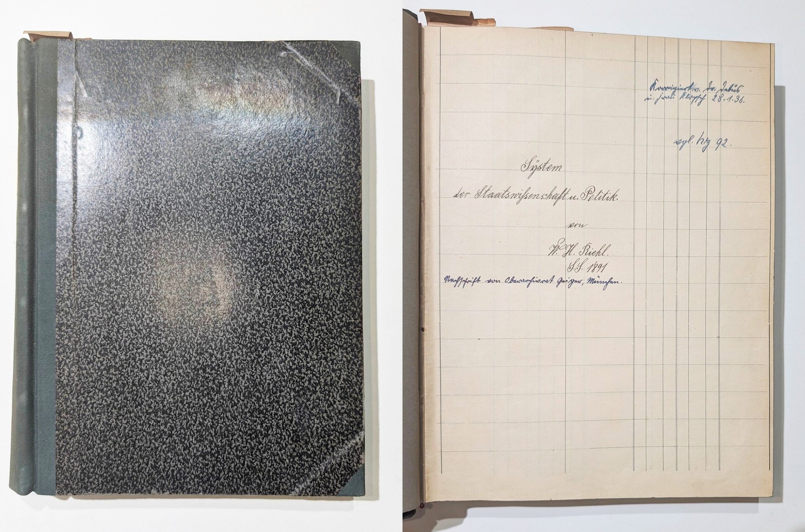 W. H. Riehl - Political Science Lecture Notes Manuscript 1891