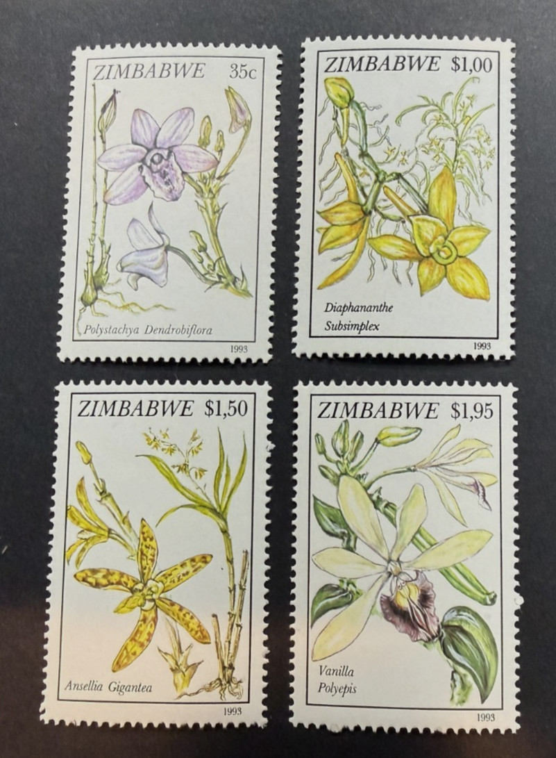 Stamps Zimbabwe MNH 1993 Orchids SC#692--695 (set of 4) as Pictured