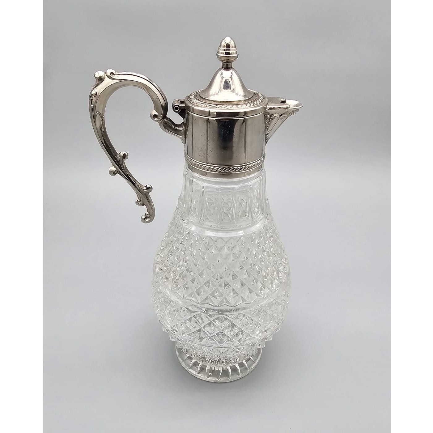 Vintage Sheraton-like Cut Crystal Water Pitcher Claret Jug Decanter