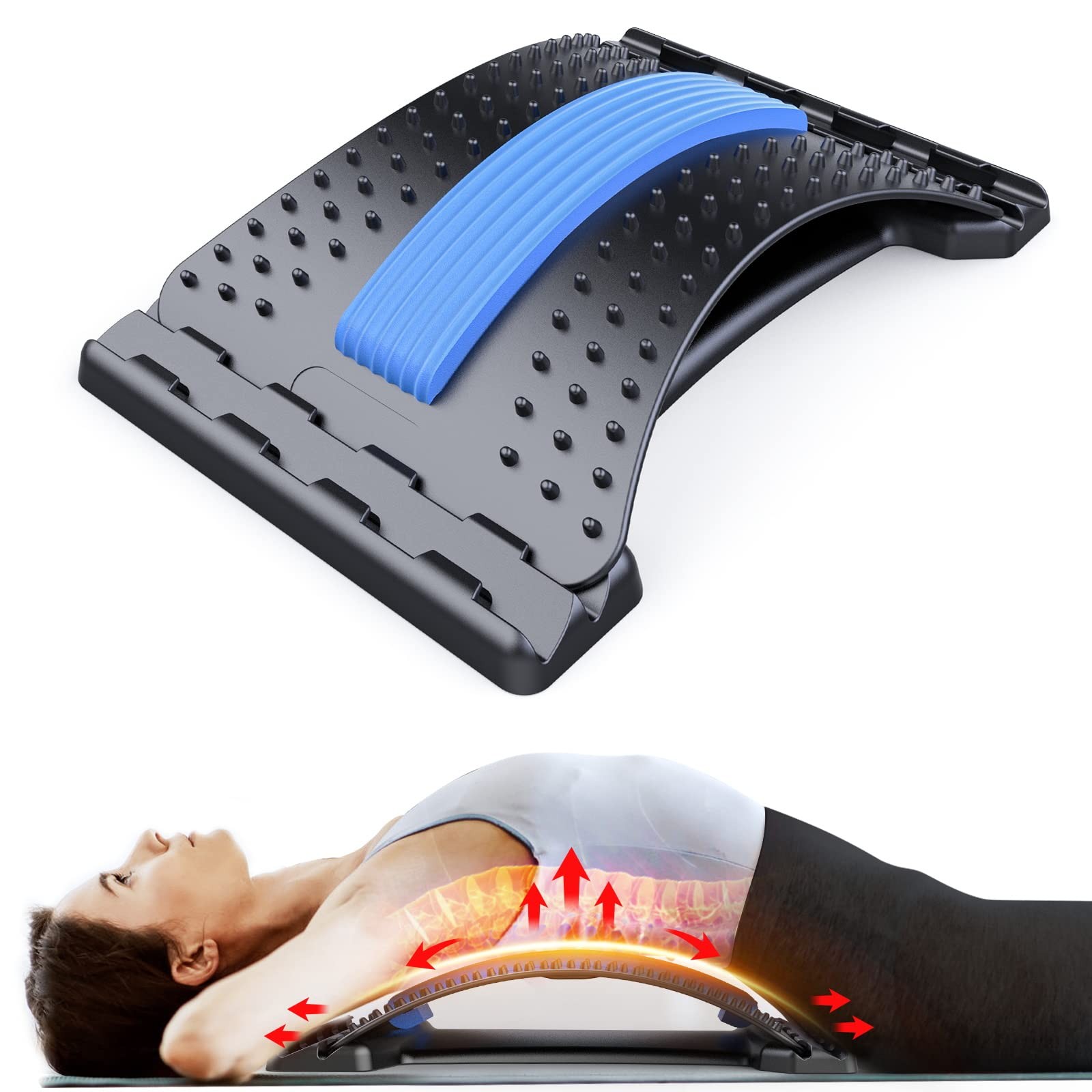 Back Stretcher for Lower Back Pain Relief, Multiple Level Adjustable Arch Lum...