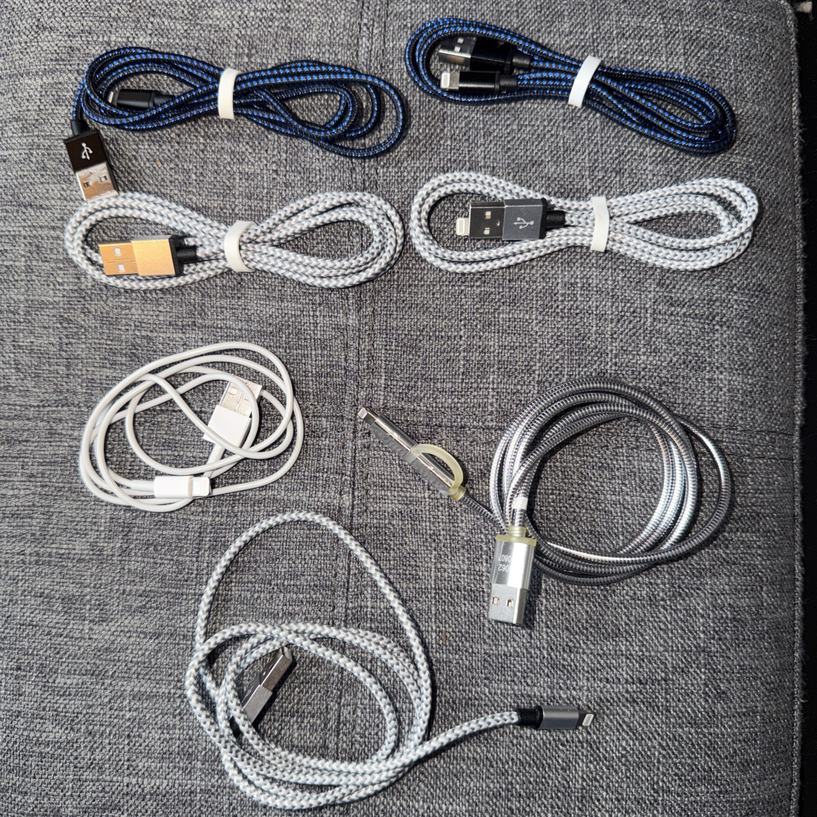 Lot of 7 Assorted USB-A to Apple Lightening Cables NEW/Used Non OEM