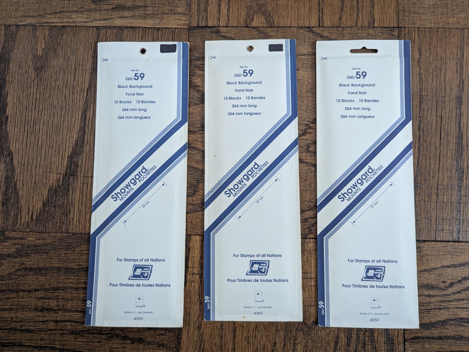 (LOT OF 3) NEW Showgard Size 59 (59 x 264mm) Black Background Stamp Mount