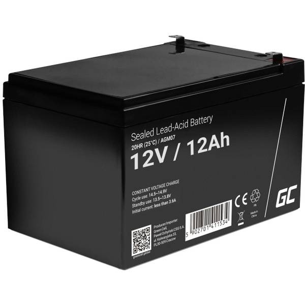 Green Cell AGM07 12V 12AH Lead Acid Battery - AGM (L x H x D) 151 x 9