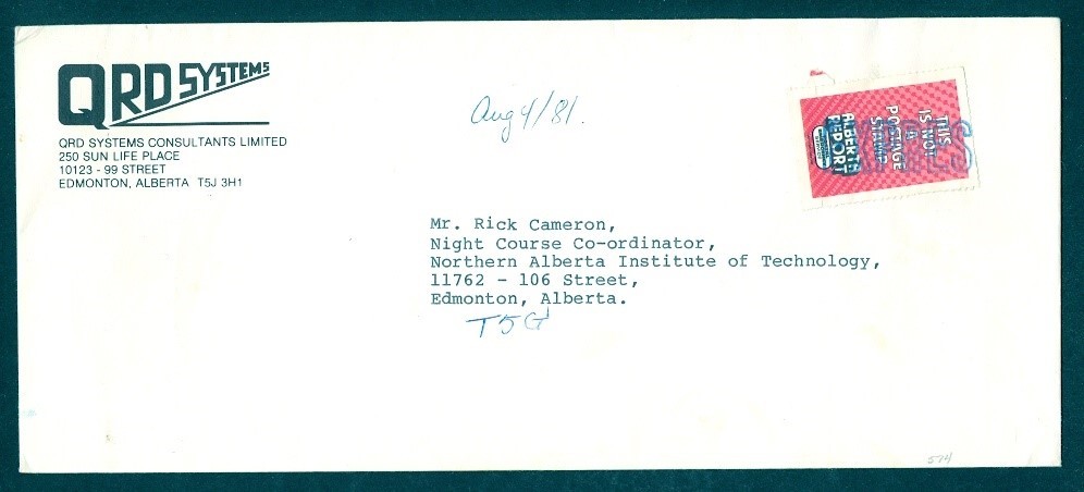 CANADA AUG 4/81 ALBERTA REPORT LABEL COMMERCIALY USED EDMONTON ALBERTA