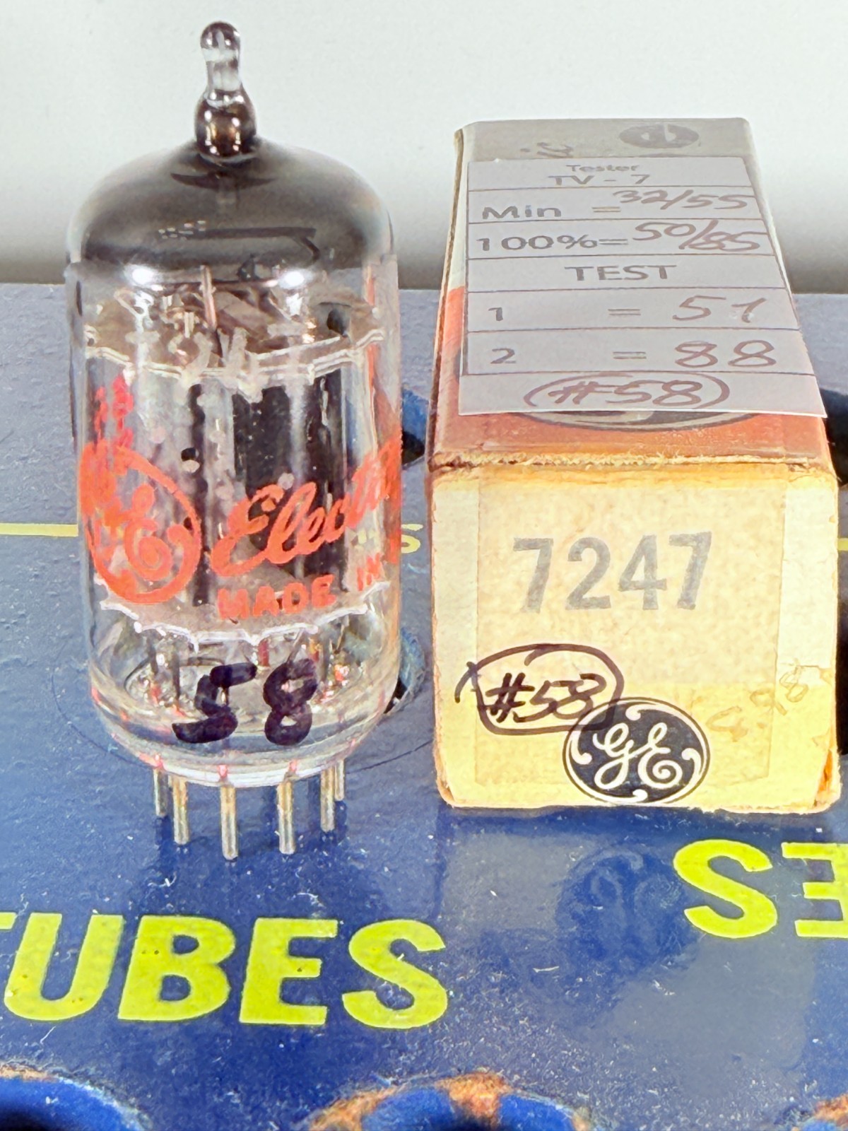 GE 12DW7 7247 NOS NIB Tested Like NOS Tube