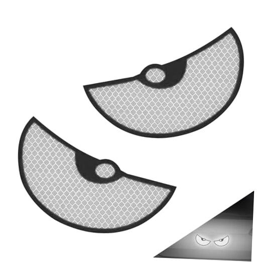 2 PCS Car Reflective Stickers, Semicircular Devil Eyes Decals, 4.13" x White