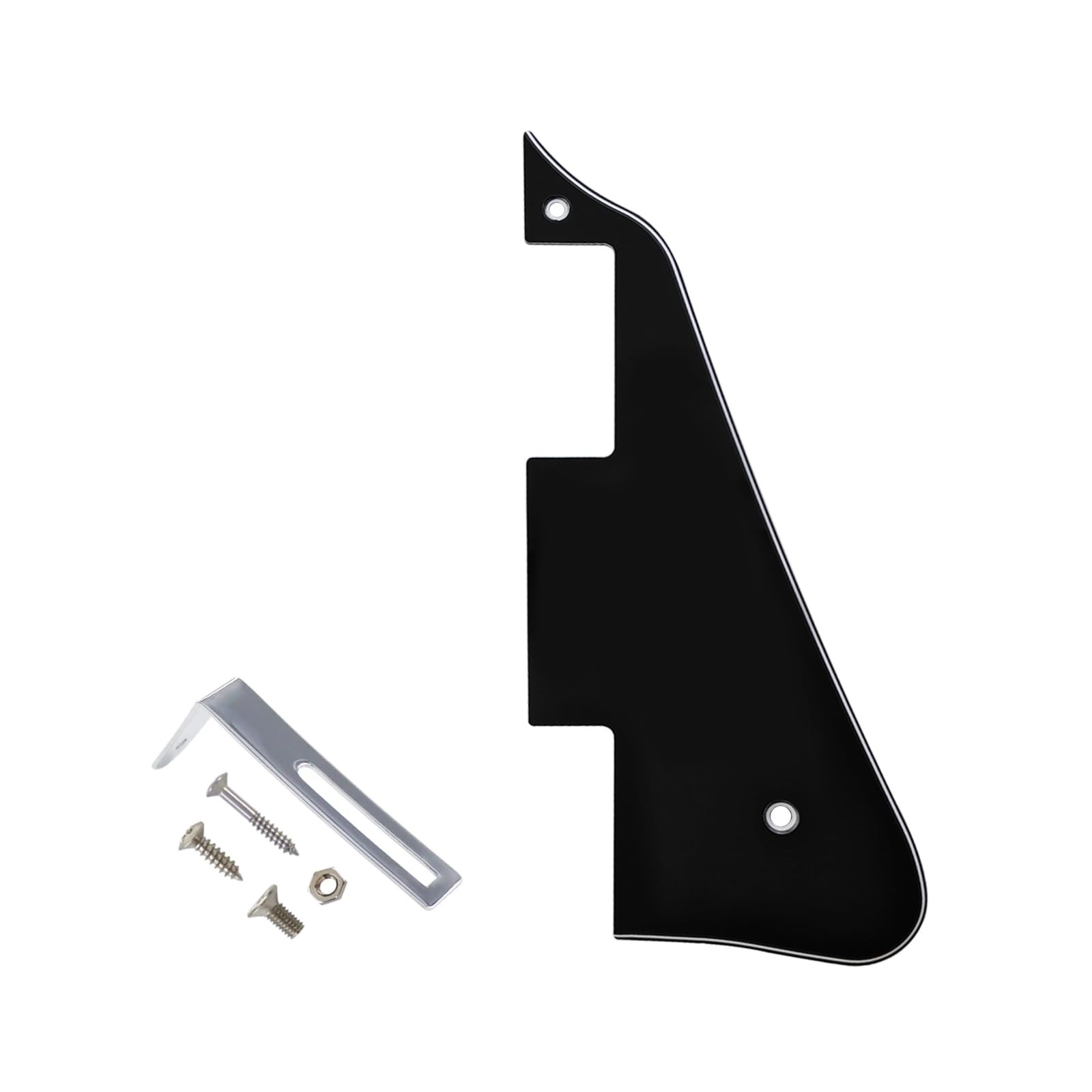 Electric Guitar Pickguard for Les Paul Modern Style with Chrome Bracket, Blac...