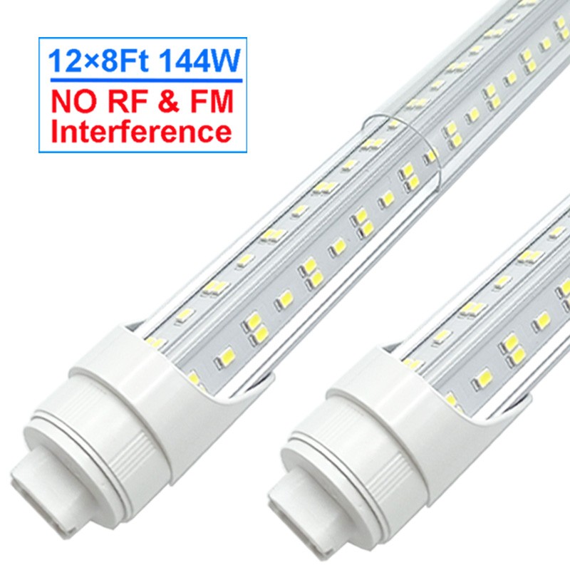 8FT HO Led Ballast Bypass Bulbs 2 Pin 8 Foot Led Shop Light 144W 18000Lm 6500K
