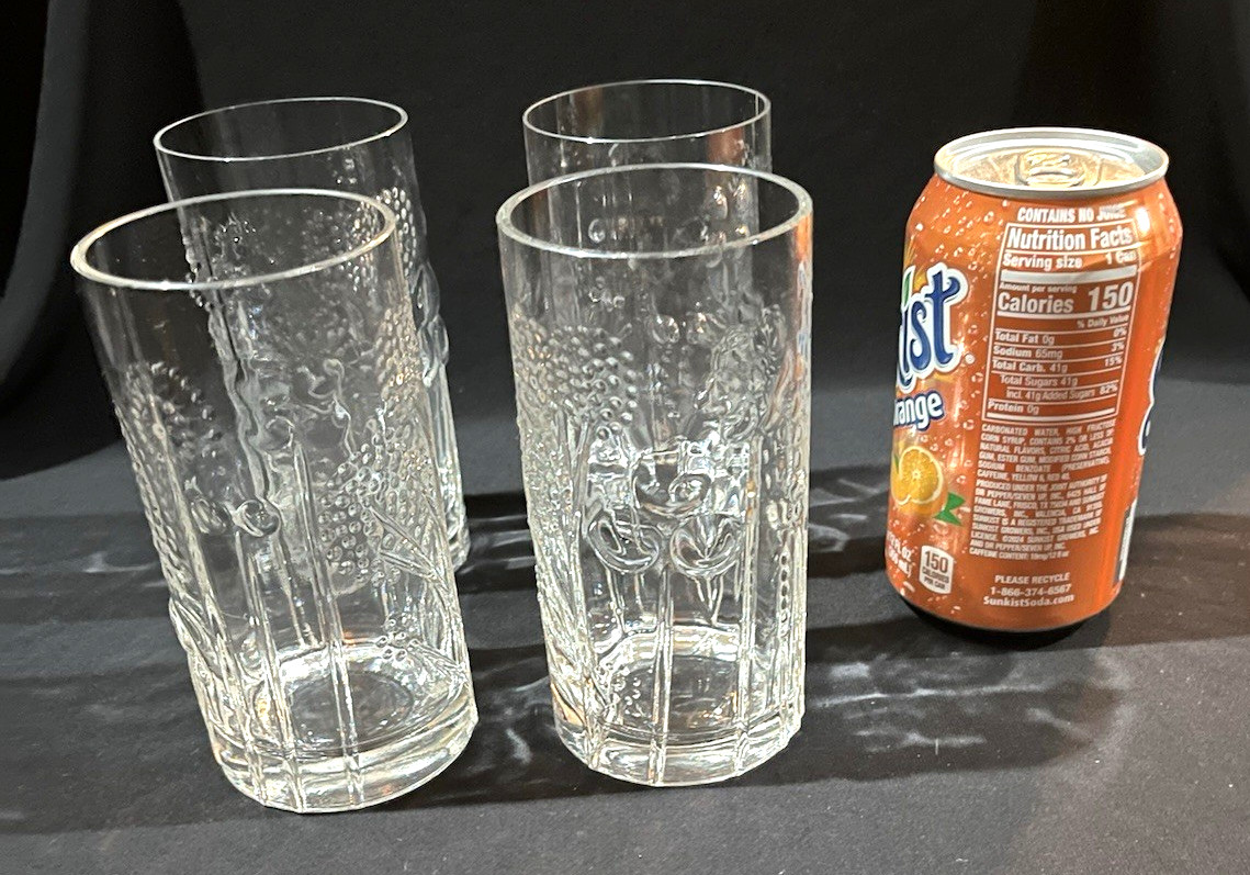 4x MCM 5-1/8" Oiva Toikka Iittala Nuutajärvi Flora Glass Tumblers Finland Mint