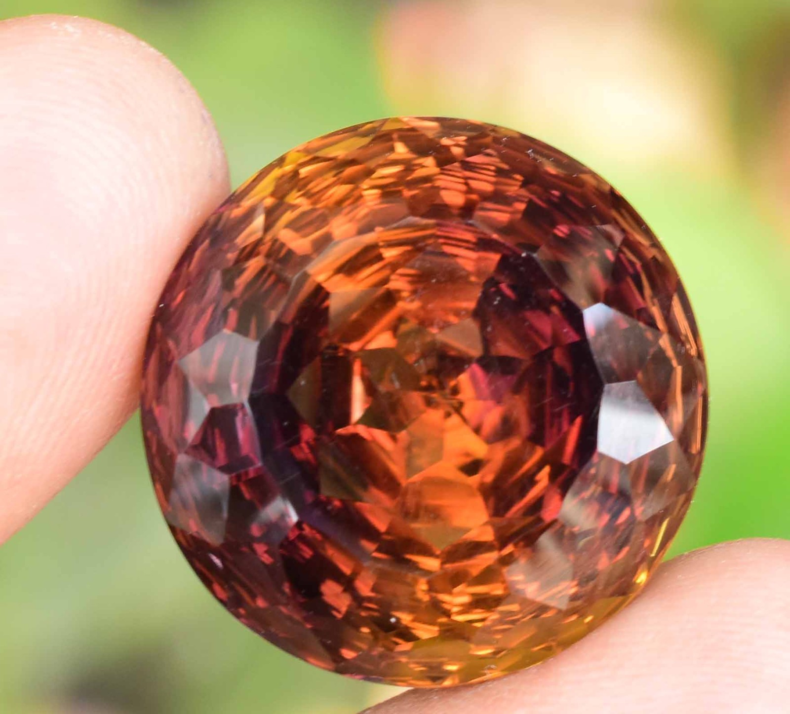 Flawless Natural Bi-Color Ametrine 35.40 Ct Round Certified Untreated Gemstone