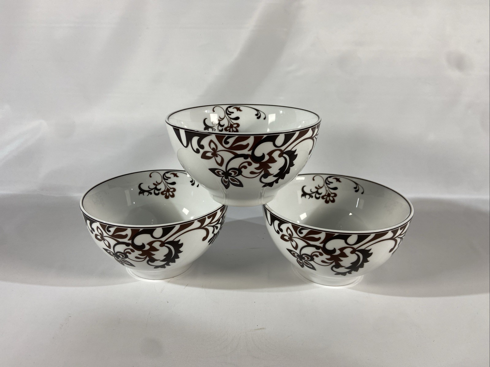 3 MIKASA Chocolate Swirl Soup or Cereal Bowls 5 1/2"   Gourmet Basics replace k2