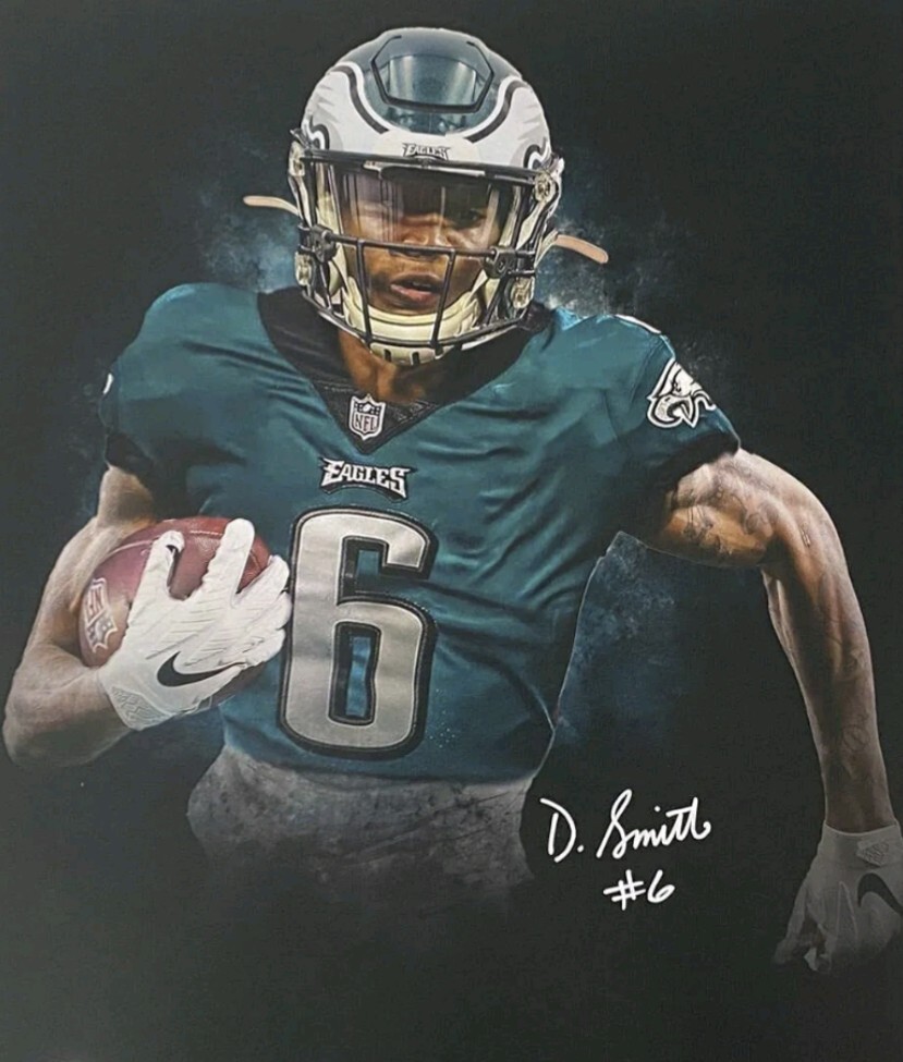 DaVonta Smith Signed RP 8X10 ACTION Photo PHILADELPHIA EAGLES