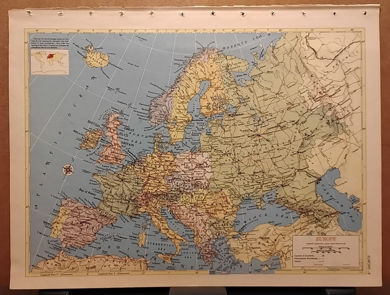 1953 Vintage EUROPE Antique Atlas Map Hammond's World Atlas Superior Edition